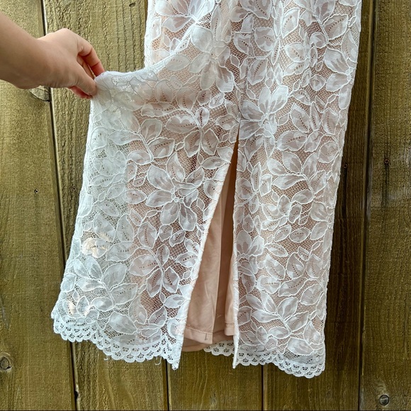 White Lace and Crochet Sweetheart Slip Midi Dress 🌿 - Picture 7 of 12